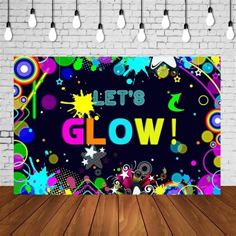 Glow Neon Party Backdrop Lets Glow Splatter Shinning Etsy