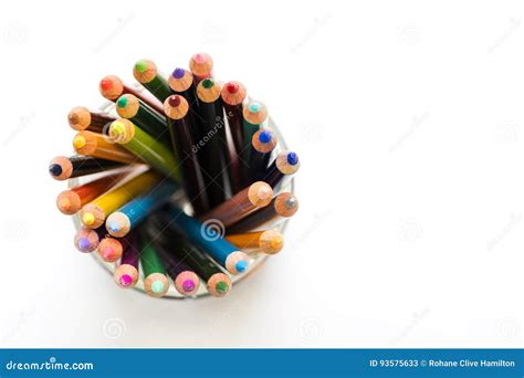 Colored Pencils In An Arrangement On A White Background Stock Image