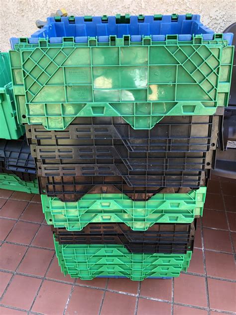 Plastic crates with lid is ideal for use in many areas including industrial warehousing, logistics, catering, stockroom moves and domestic. $5 Each Heavy Duty Industrial Storage Bins Containers with ...