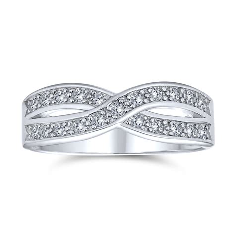 bling jewelry twist pave cubic zirconia criss cross cz le circle infinity anniversary wedding