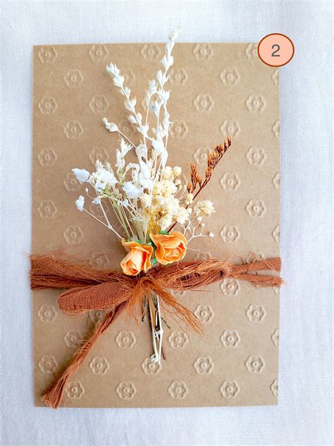 Handmade Dried Flower Card Mini Dried Floral Bunch On Blank Etsy