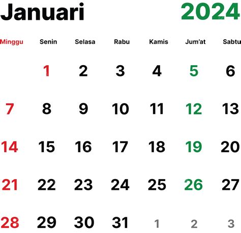 Kalender Januari 2024 Lengkap Dengan Tanggal Merah Untuk 53 Off