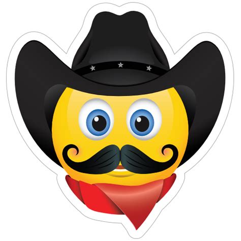Cute Cowboy With Bandana Black Hat And Mustache Emoji Sticker
