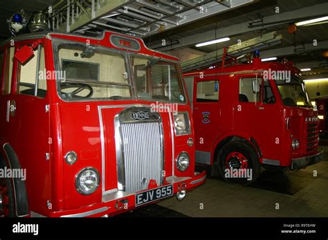 1960s Fire Engine In Fire Station Vintage Fire Engine Stock Photo Alamy