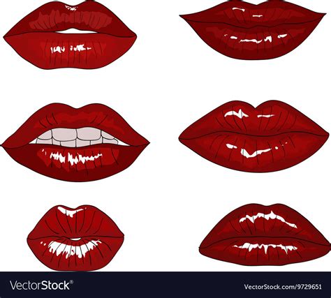 Collection Of Hand Drawn Red Lips Royalty Free Vector Image