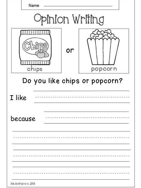 Free Opinion Writing Printable Kindergarten Writing