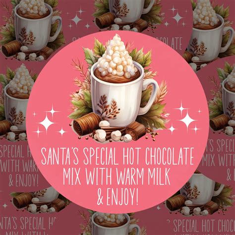 personalised santa s hot chocolate stickers xmas sticker etsy