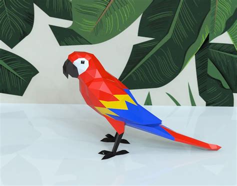 Parrot Papercraft Parrot Parrot Ts Diy Crafts Macaw Etsy Paper
