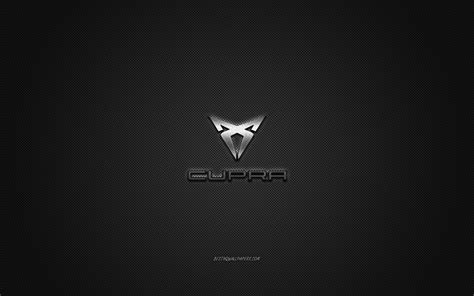Download Wallpapers Cupra Logo Silver Logo Gray Carbon Fiber