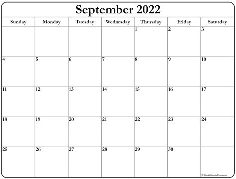 September 2022 Calendar Free Printable Calendar Templates