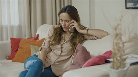 Happy Woman Call Phone On Sofa At Home Stock Footage Sbv 334531823 Storyblocks
