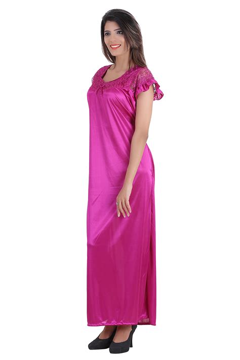 Buy Glossia Pink Satin Nighty And Night Gowns Online ₹399 From Shopclues