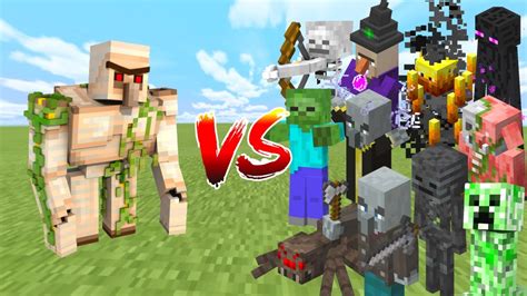 Iron Golem Vs All Mobs In Minecraft Mob Battle Youtube