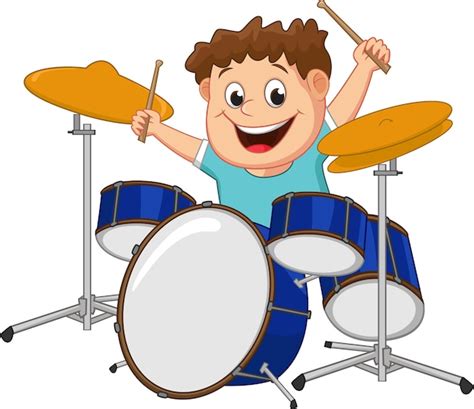 Premium Vector Little Boy Playing Drum