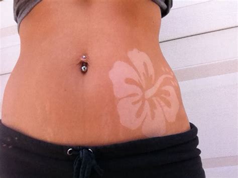 Hawaiian Flower Tanning Tattoo Stencil With Spray Tan Ready For Summer