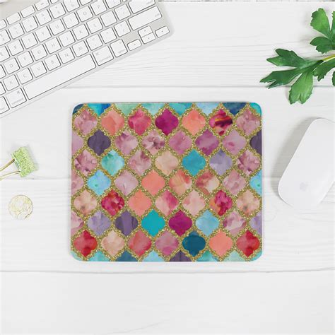 Glitter Moroccan Watercolor Mouse Pad Youcustomizeit