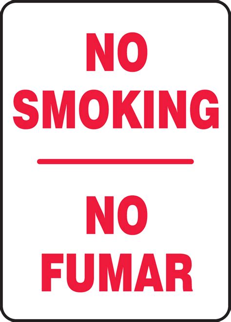 No Smoking Spanish Bilingual Smoking Control Sign Sbmsmk545