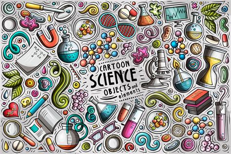 Science Cartoon Objects Set On Yellow Images Creative Store