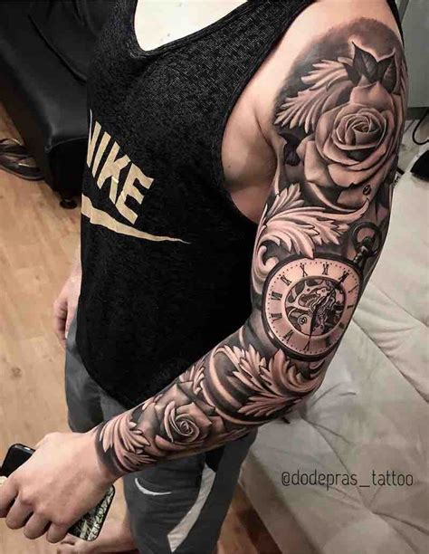 Roses sleeve black & white temporary tattoo. Best Sleeve Tattoos - Tattoo Insider