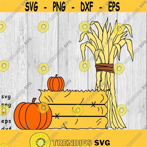 Pumpkin Hay Bale Cornstalks Corn Stalks Autumn Harvest Svg Png Ai Eps
