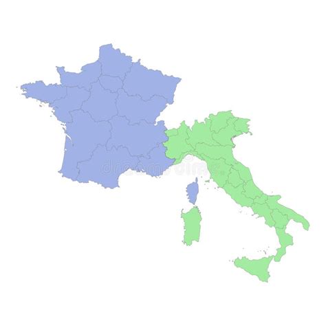 High Quality Political Map Of France And Italy With Borders Of The