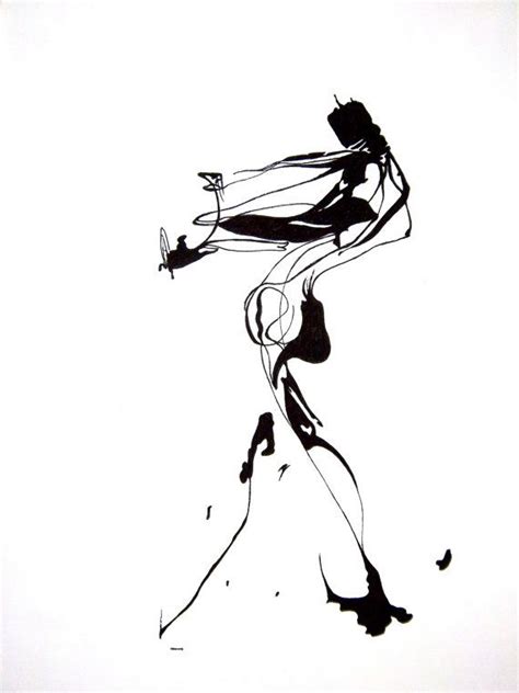 Abstract Human Figure Ink Drawing Bandw Ink Graphics Drawings Art