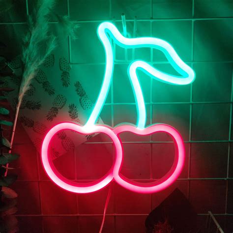 Cherry Led Neon Sign Cherry Neon Sign Fruit Cherry Sign Etsy