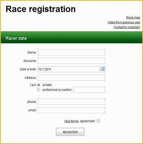 Free Template For Registration Form In Html Of Templates Registration