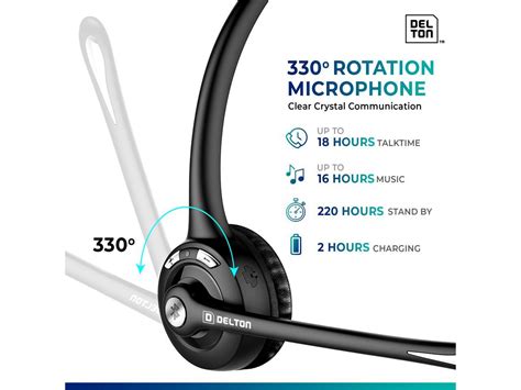 Delton 10x Wireless Computer Headset Noise Isolation With Mic Mute 15h All Day Battery