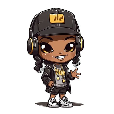 Premium Ai Image Cute Chibi Black Girl In Hiphop Style Illustration