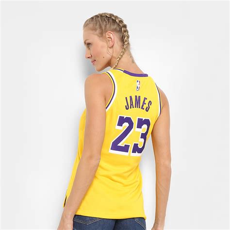 The lakers compete in the national basketball association (nba). Regata NBA Nike Los Angeles Lakers Jersey Road Feminina ...