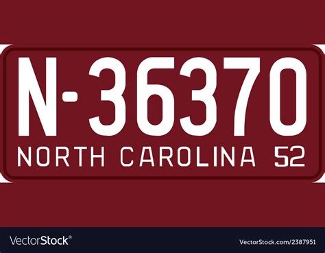 North Carolina 1952 License Plate Royalty Free Vector Image