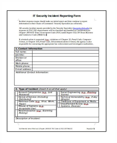 Free 41 Sample Incident Report Forms In Pdf Pages