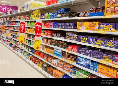 Chocolates And Sweets On Shelves In A Tesco Store Stock Photo Alamy