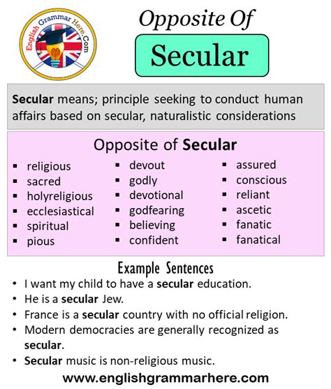 Opposite Of Secular Antonyms Of Secular Meaning And Example Sentences