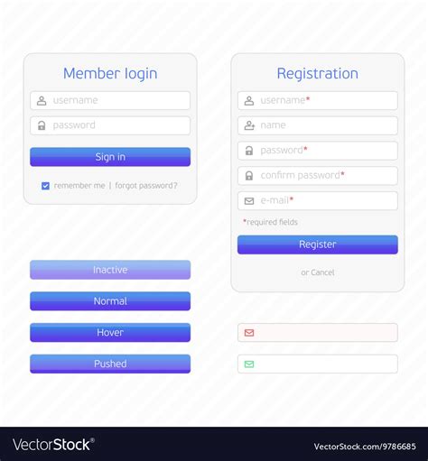 Registration Form And Login Royalty Free Vector Image