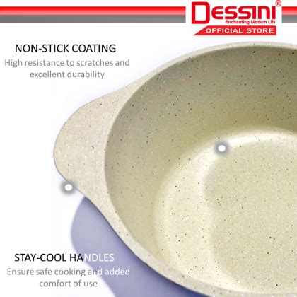 Dessini Italy Granite Aluminium Non Stick Casserole Pot Bowl Deep Fry