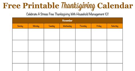 Printable Thanksgiving Calendar