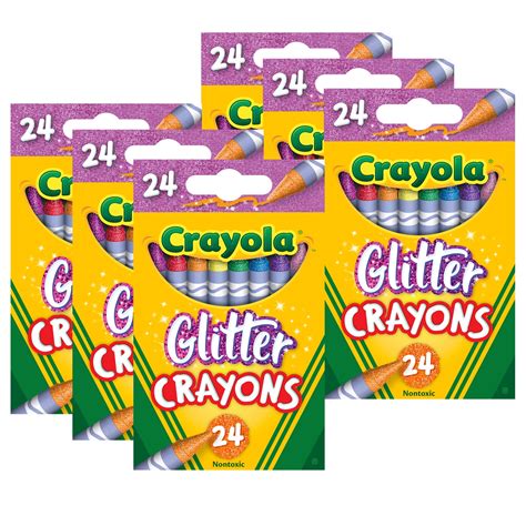 Crayola Glitter Crayons 24 Colors Per Pack 6 Packs