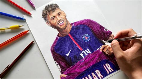 Neymar Jr Pen Drawing Psg Youtube