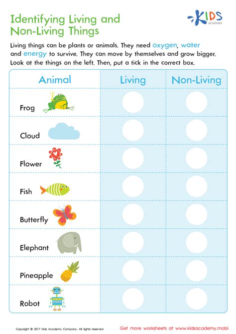 Living And Nonliving Worksheet Worksheets For Kindergarten