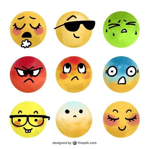 Premium Vector Assortment Of Fantastic Watercolor Emojis Emoji