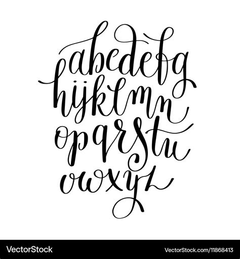 Black And White Hand Lettering Alphabet Design Vector Image