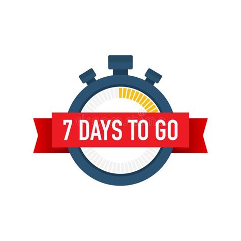 Seven Days To Go Time Icon Vector Illustration On White Background