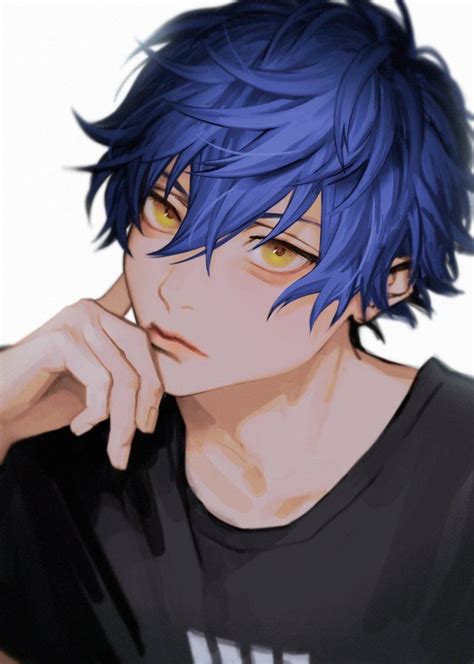 ␀さん 9ibem Twitter Anime Blue Hair Blue Hair Anime Boy Anime