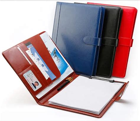 High Quality Pu Leather Portable File Folder A4 Padfolio Portfolio