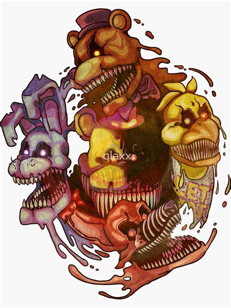 Five Nightmares Of Freddy S Sticker For Sale By Qlaxx Redbubble
