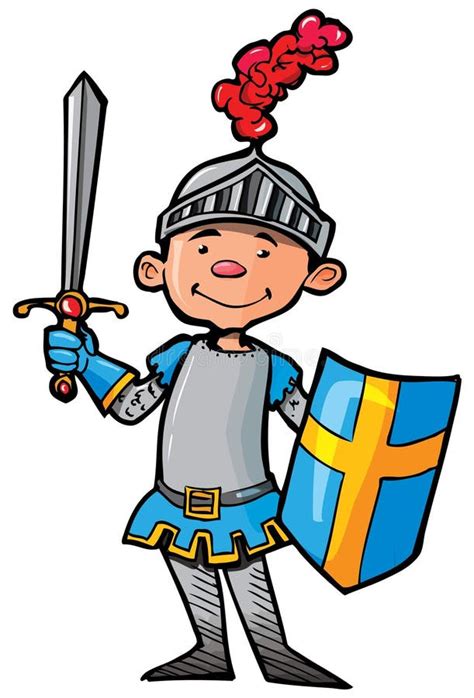 Cartoon Knight In Armour With A Sword Stock Vector Illustration Of