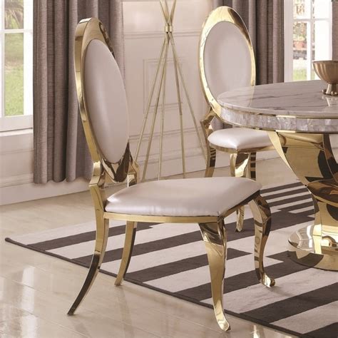Shop Luxurious Modern Design Gold And White Upholstery Dining Chairs