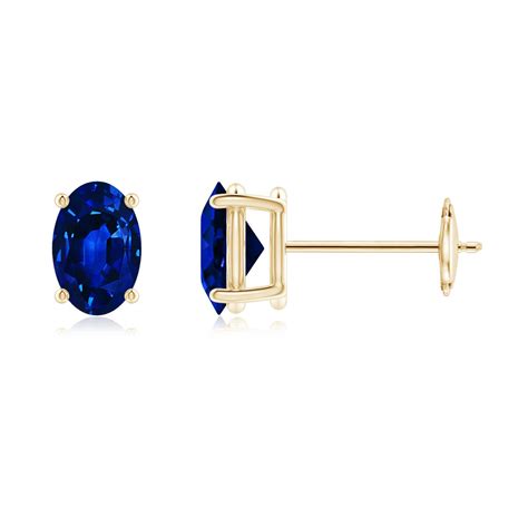 Prong Set Solitaire Oval Sapphire Stud Earrings Angara